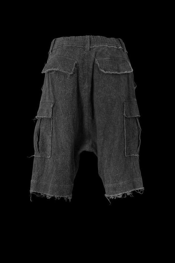 SUMI DYED BROKEN RUBBLE LINEN SHORTS "GARMENT-WASH"