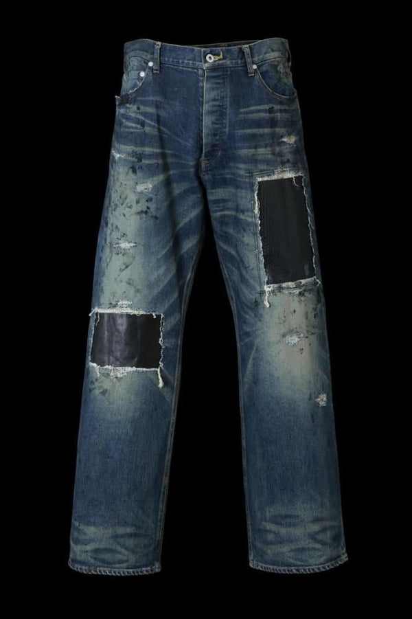 xx KOSUKE MATSUI THE DENIM STRETCH SELVEDGE DENIM LOOSE FLARE PANTS "DARK.INDIGO"