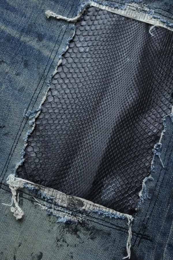 xx KOSUKE MATSUI THE DENIM STRETCH SELVEDGE DENIM LOOSE FLARE PANTS "DARK.INDIGO"