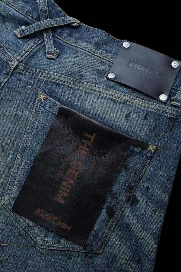 xx KOSUKE MATSUI THE DENIM STRETCH SELVEDGE DENIM LOOSE FLARE PANTS "DARK.INDIGO"