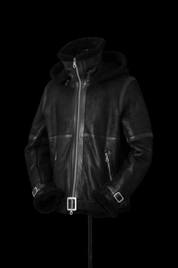 SPANISH MOUTON DETACHABLE HOODED RIDERS BLOUSON