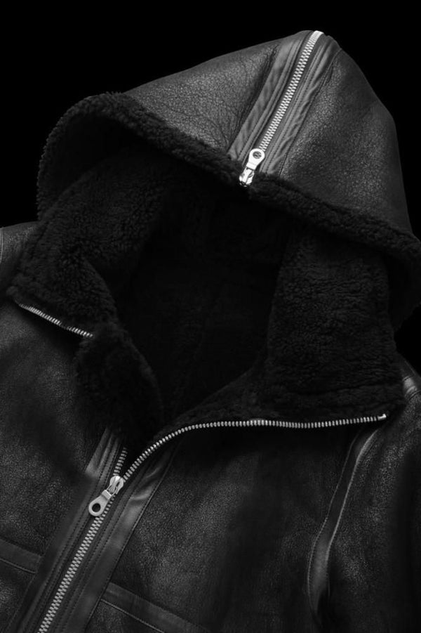 SPANISH MOUTON DETACHABLE HOODED RIDERS BLOUSON