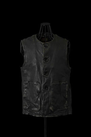 JAPAN STEER WHITE+MIMOSA/TANNED “GARMENT-DYED+USED-PROCESSED” JERKIN VEST