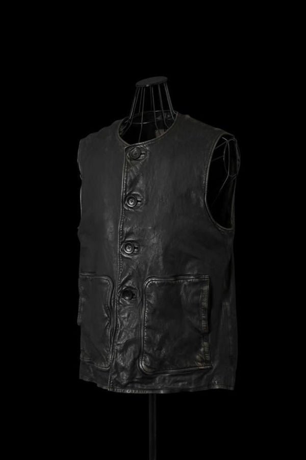 JAPAN STEER WHITE+MIMOSA/TANNED “GARMENT-DYED+USED-PROCESSED” JERKIN VEST