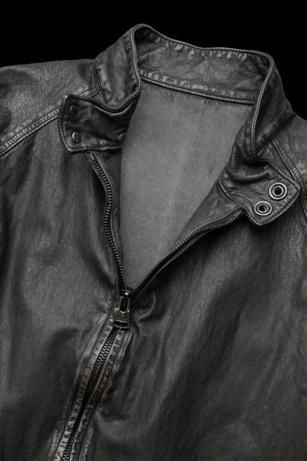 JAPAN STEER WHITE+MIMOSA/TANNED 0.6mm “GARMENT-DYED+USED-PROCESSED” DRIZZLER JACKET