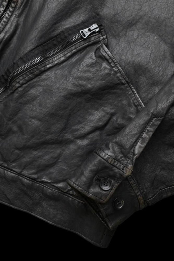 JAPAN STEER WHITE+MIMOSA/TANNED 0.6mm “GARMENT-DYED+USED-PROCESSED” DRIZZLER JACKET