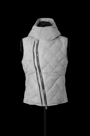 JAPAN STEER 0.6mm STITCH “POLISH WHITE GOOSE DOWN HOODED VEST W "LIMITED"