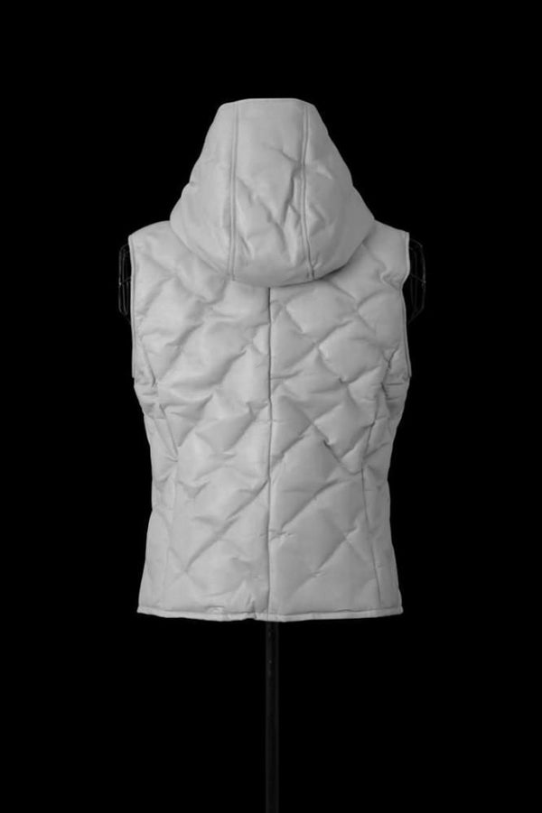 JAPAN STEER 0.6mm STITCH “POLISH WHITE GOOSE DOWN HOODED VEST W "LIMITED"