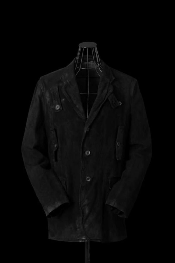 XX Yohji Yamamoto JAPAN HORSE SUEDE “GARMENT-WASH” HAND-WAX TAB PANELED JACKET