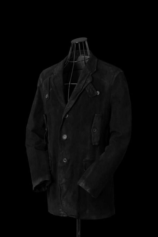 XX Yohji Yamamoto JAPAN HORSE SUEDE “GARMENT-WASH” HAND-WAX TAB PANELED JACKET