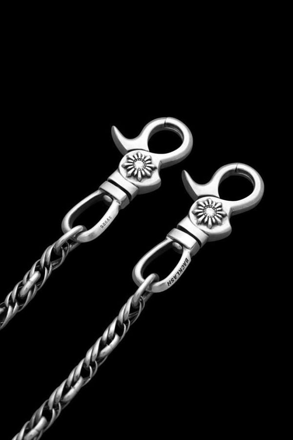 SILVER925+ZIRCONIA DOUBLE TWIST OVAL RING WALLET-CHAIN