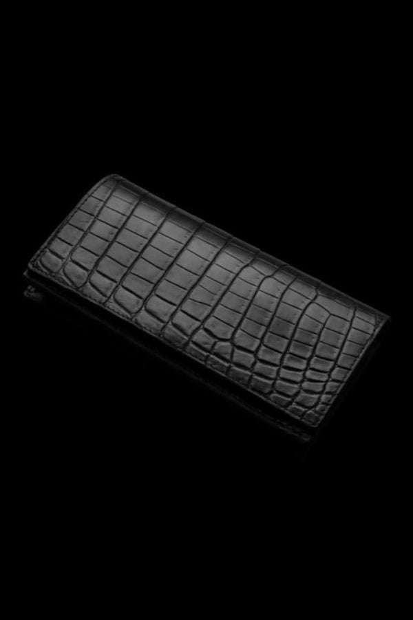CROCODILE 2-FOLD LONG GUSSETED WALLET
