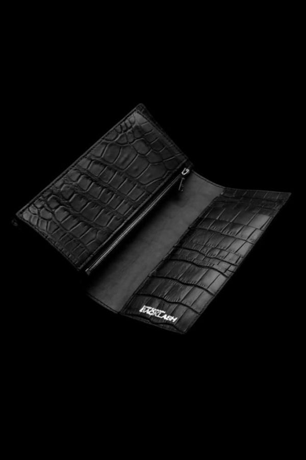 CROCODILE 2-FOLD LONG GUSSETED WALLET