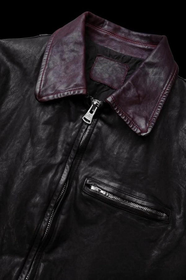 JAPAN SHOULDER BLACK "OVER-GARMENT-DYED" SINGLE COLLAR RIDERS