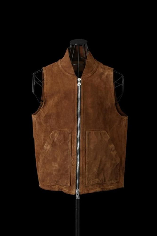 JAPAN STEER VELOUR SUEDE COMBINATION TANNED "GARMENT-DYED" VEST