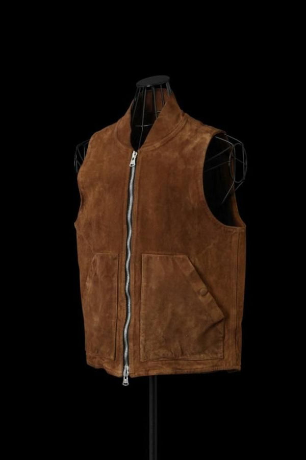 JAPAN STEER VELOUR SUEDE COMBINATION TANNED "GARMENT-DYED" VEST