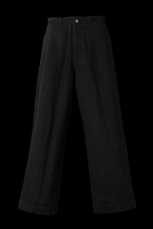 BLACK HERRINGBONE ONE WASH WIDE PANTS