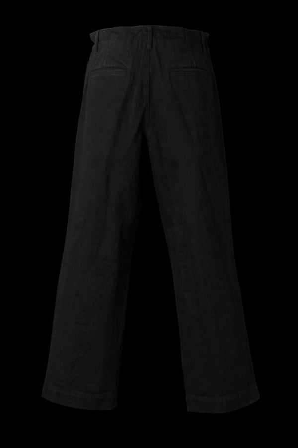 BLACK HERRINGBONE ONE WASH WIDE PANTS