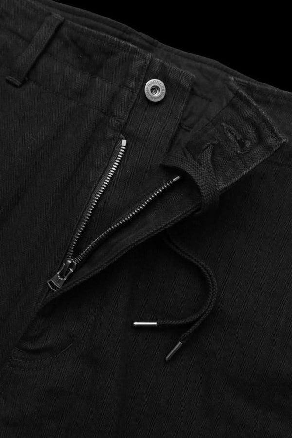 BLACK HERRINGBONE ONE WASH WIDE PANTS