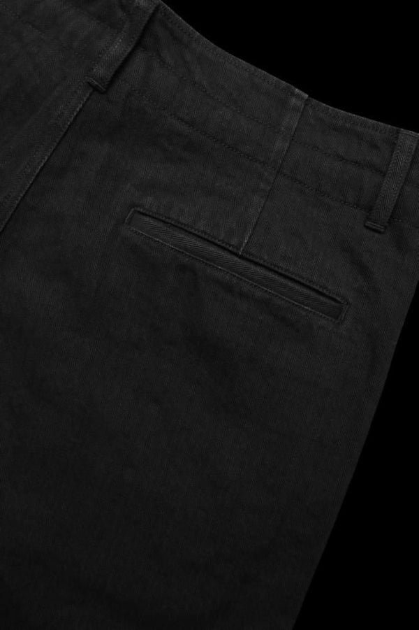 BLACK HERRINGBONE ONE WASH WIDE PANTS