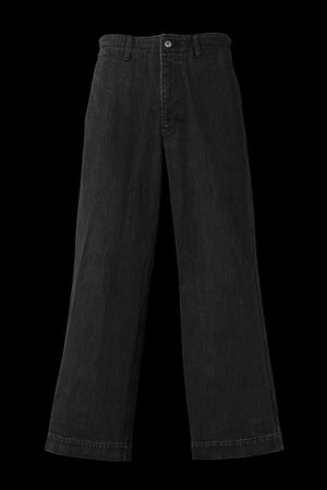BLACK HERRINGBONE STONE BIO WASH WIDE PANTS