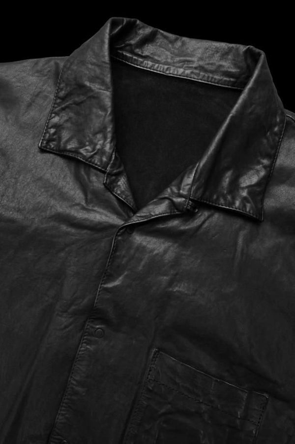 JAPANESE STEER WHITE+MIMOSA/TANNED 0.6mm "GARMENT-DYED" OPEN COLLAR SHIRT L/S