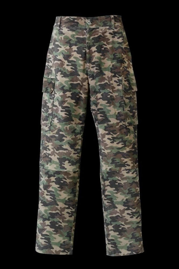 PIG SUEDE “CAMO PRINT” MILITARY TROUSERS M47
