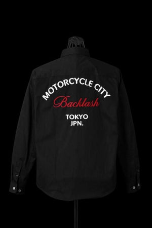 HIGH DENSITY CHINO WORK SHIRT L/S “BACKLASH TYO JPN. EMB”