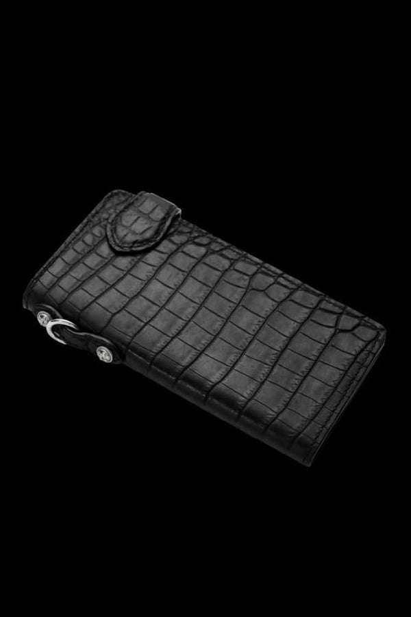 THE LINE CROCODILE / SILVER CONCHO BUTTON 2-FOLD LONG WALLET
