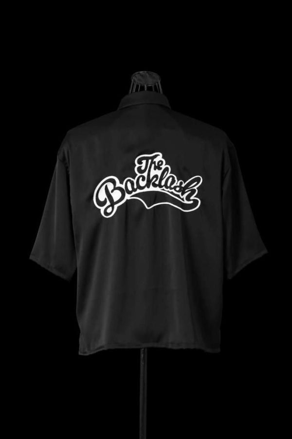 VINTAGE SATIN ZIPUP SHIRT S/S “THE BACKLASH EMB”