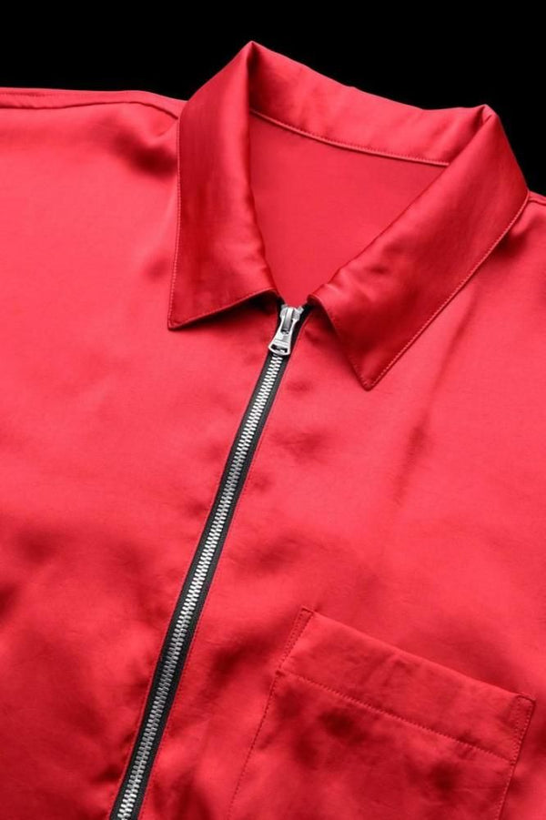 VINTAGE SATIN ZIPUP SHIRT S/S “THE BACKLASH EMB”