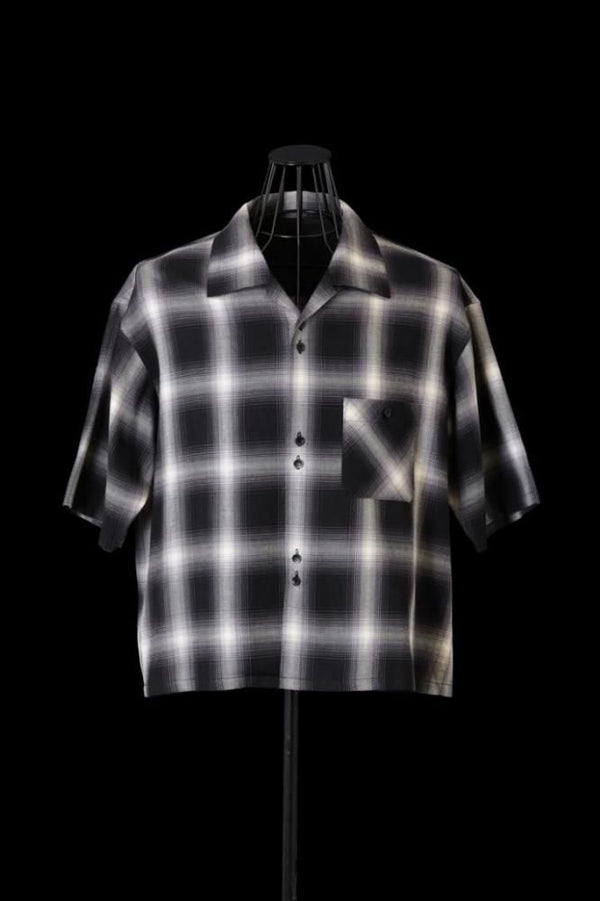 TENCEL-COTTON VIYELLA OMBRE CHECK OPEN-COLLAR SHORT-SLEEVE SHIRT