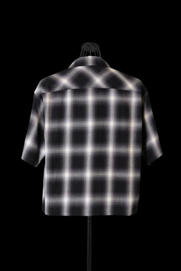 TENCEL-COTTON VIYELLA OMBRE CHECK OPEN-COLLAR SHORT-SLEEVE SHIRT