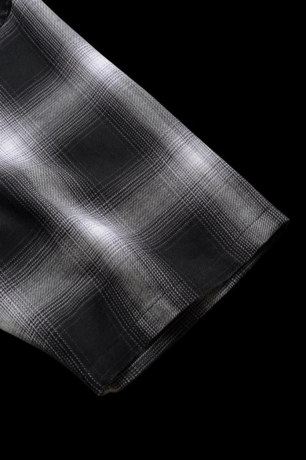 TENCEL-COTTON VIYELLA OMBRE CHECK OPEN-COLLAR SHORT-SLEEVE SHIRT