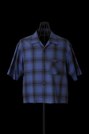 TENCEL-COTTON VIYELLA OMBRE CHECK OPEN COLLAR SHIRT S/S