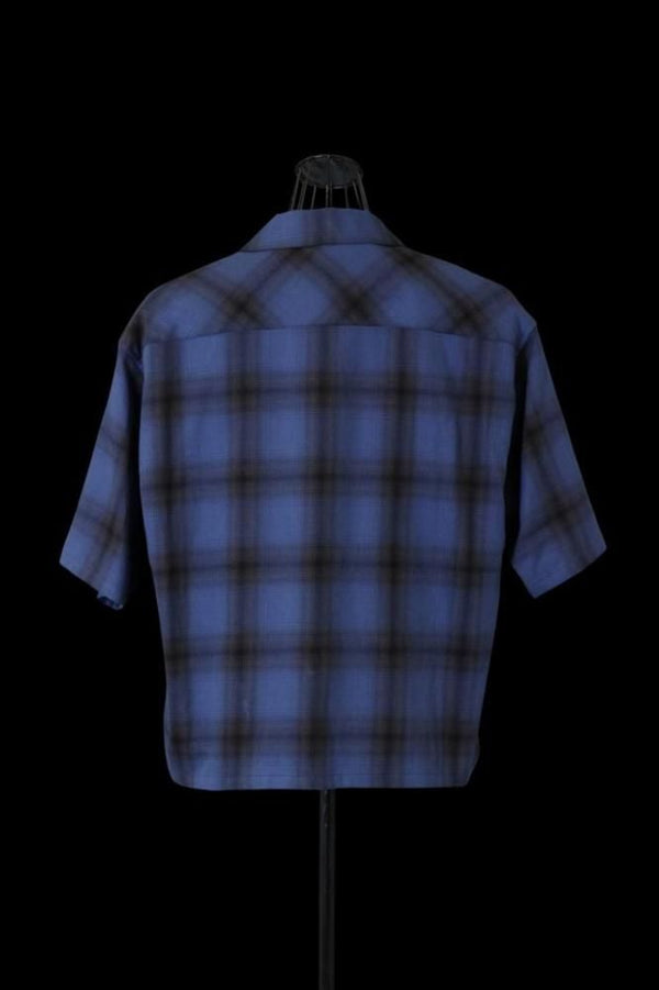 TENCEL-COTTON VIYELLA OMBRE CHECK OPEN-COLLAR SHORT-SLEEVE SHIRT