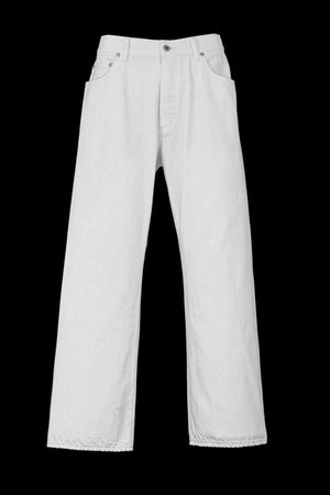 THE DENIM STRETCH SELVEDGE DENIM LOOSE FLARE PANTS “ONEWASH.WHITE”