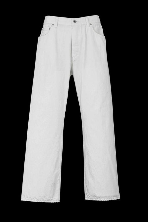 THE DENIM STRETCH SELVEDGE DENIM LOOSE FLARE PANTS “ONEWASH.WHITE”
