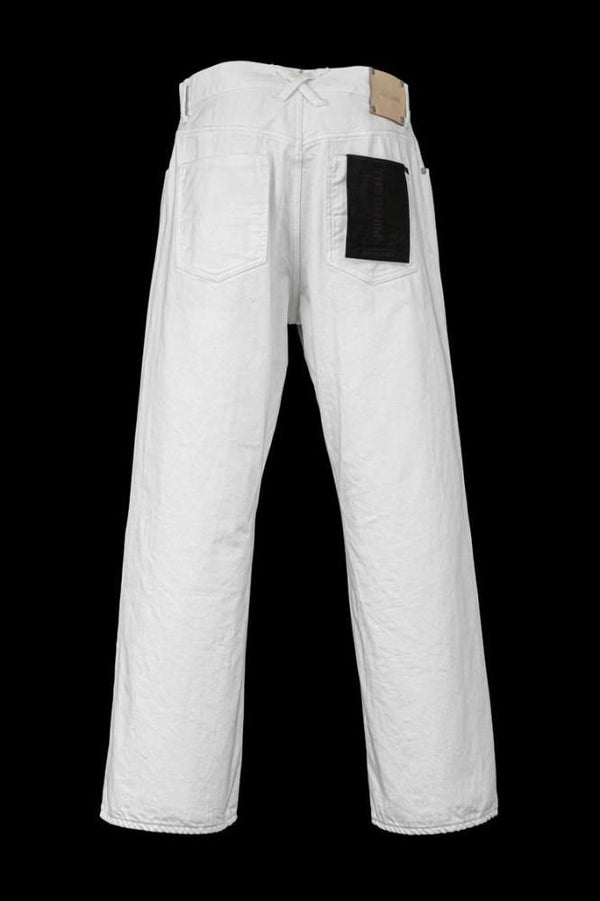 THE DENIM STRETCH SELVEDGE DENIM LOOSE FLARE PANTS “ONEWASH.WHITE”