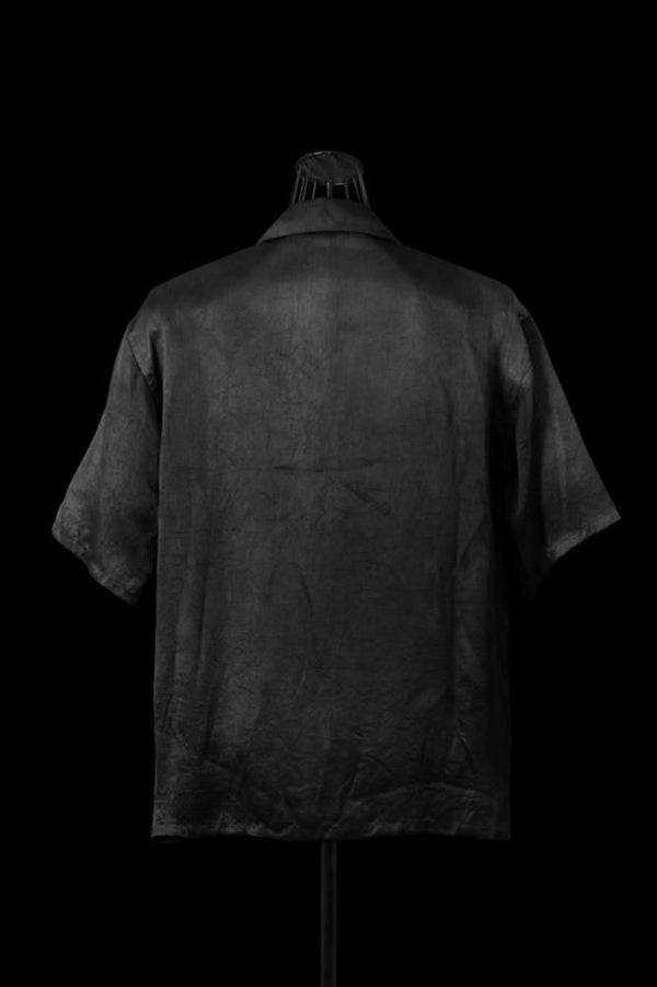 SATIN GARMENT VINTAGE FINISH OPEN COLLAR SHORT SLEEVE SHIRT