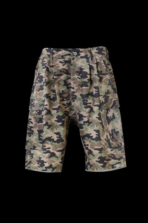 PIG SUEDE "CAMO PRINT" CARGO SHORTS