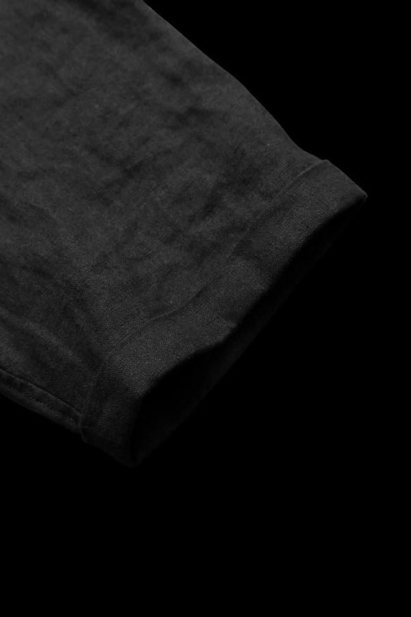RAMIE-LINEN CANVAS OPEN COLLAR SHIRT H/S