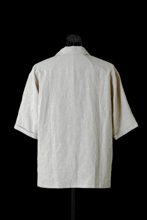 RAMIE-LINEN CANVAS OPEN COLLAR SHIRT H/S