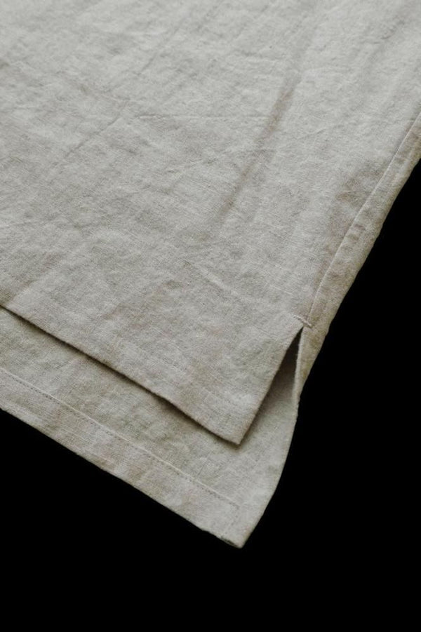 RAMIE-LINEN CANVAS OPEN COLLAR SHIRT H/S