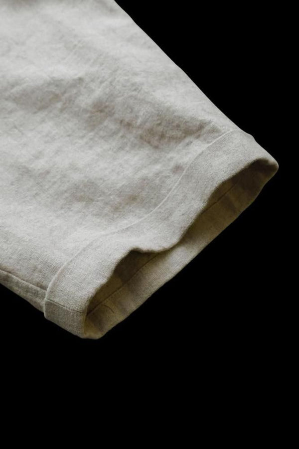 RAMIE-LINEN CANVAS OPEN COLLAR SHIRT H/S