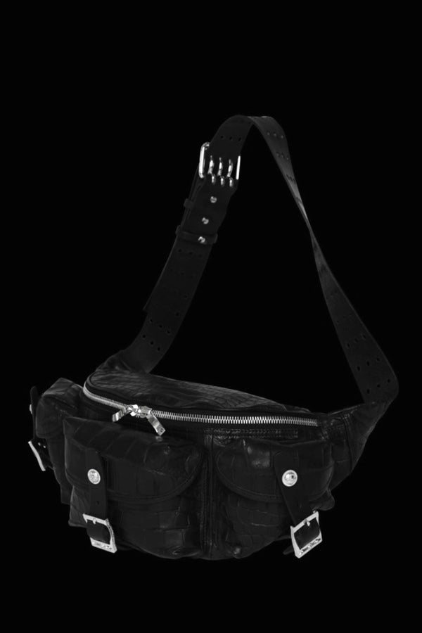 THE LINE CROCODILE 3PIN-BELT SHOULDER BAG