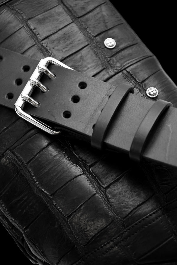 THE LINE CROCODILE 3PIN-BELT SHOULDER BAG