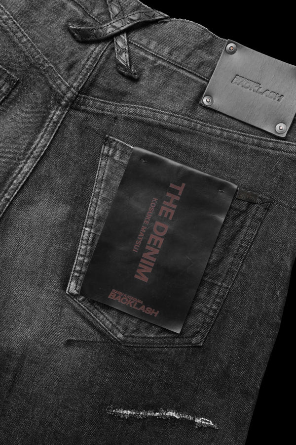 xx KOSUKE MATSUI THE DENIM STRETCH SELVEDGE DENIM LOOSE FLARE PANTS "DARK.BLACK"