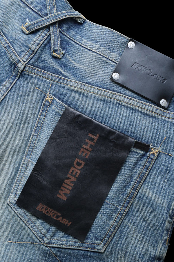THE DENIM STRETCH SELVEDGE DENIM LOOSE FLARE PANTS “LIGHT.INDIGO”