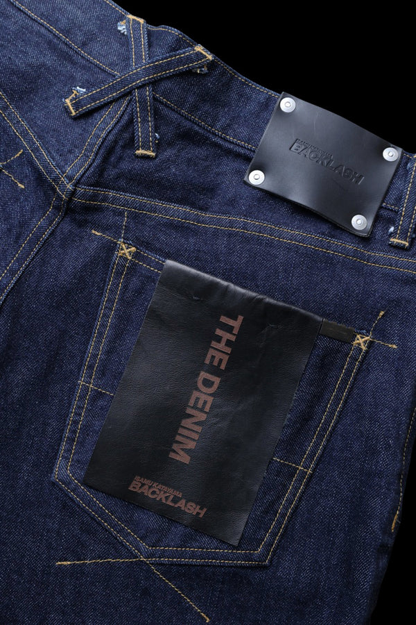 THE DENIM STRETCH SELVEDGE DENIM LOOSE FLARE PANTS “ONEWASH.INDIGO”